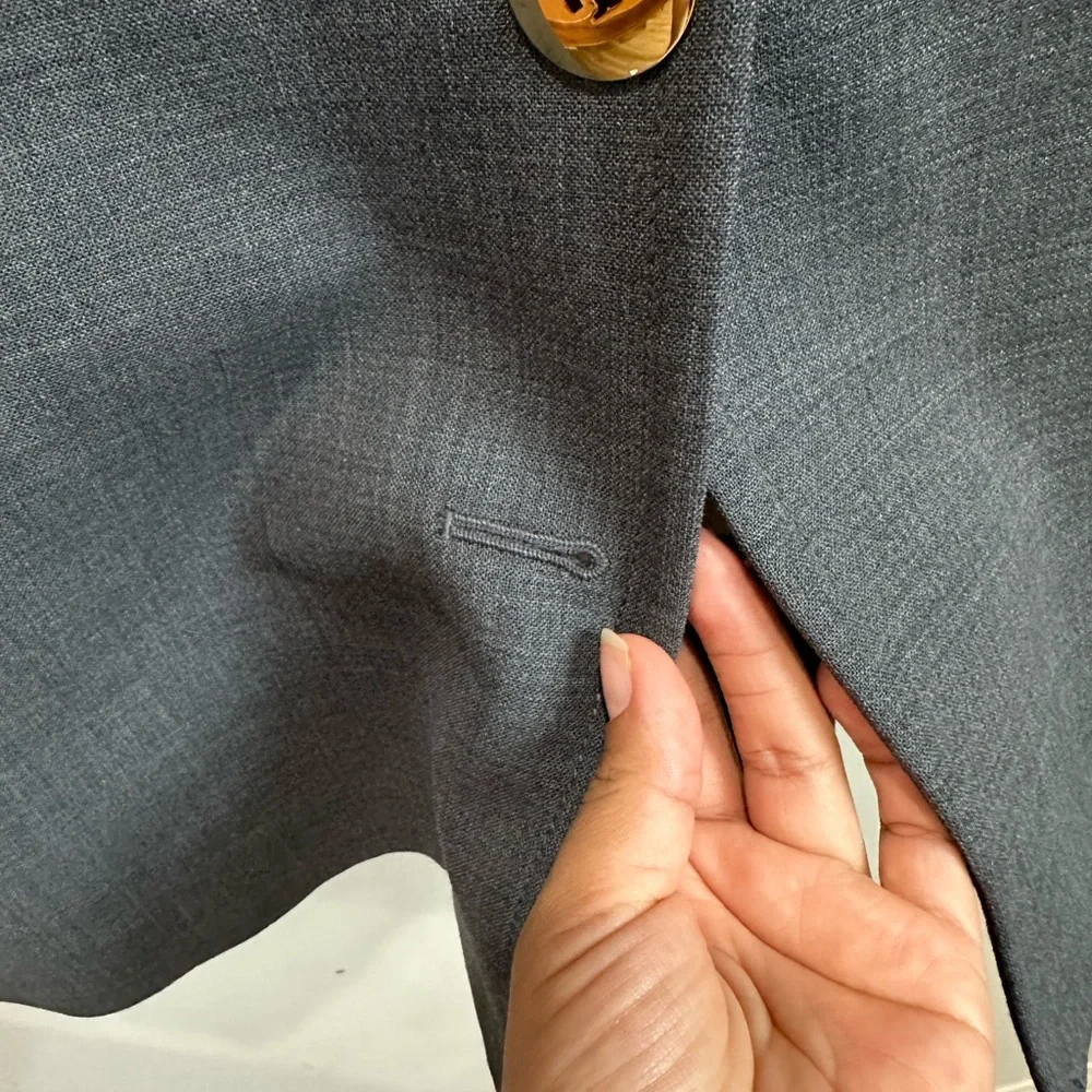 Tory Burch Gray Sleeveless Dress with Gold Buttons
